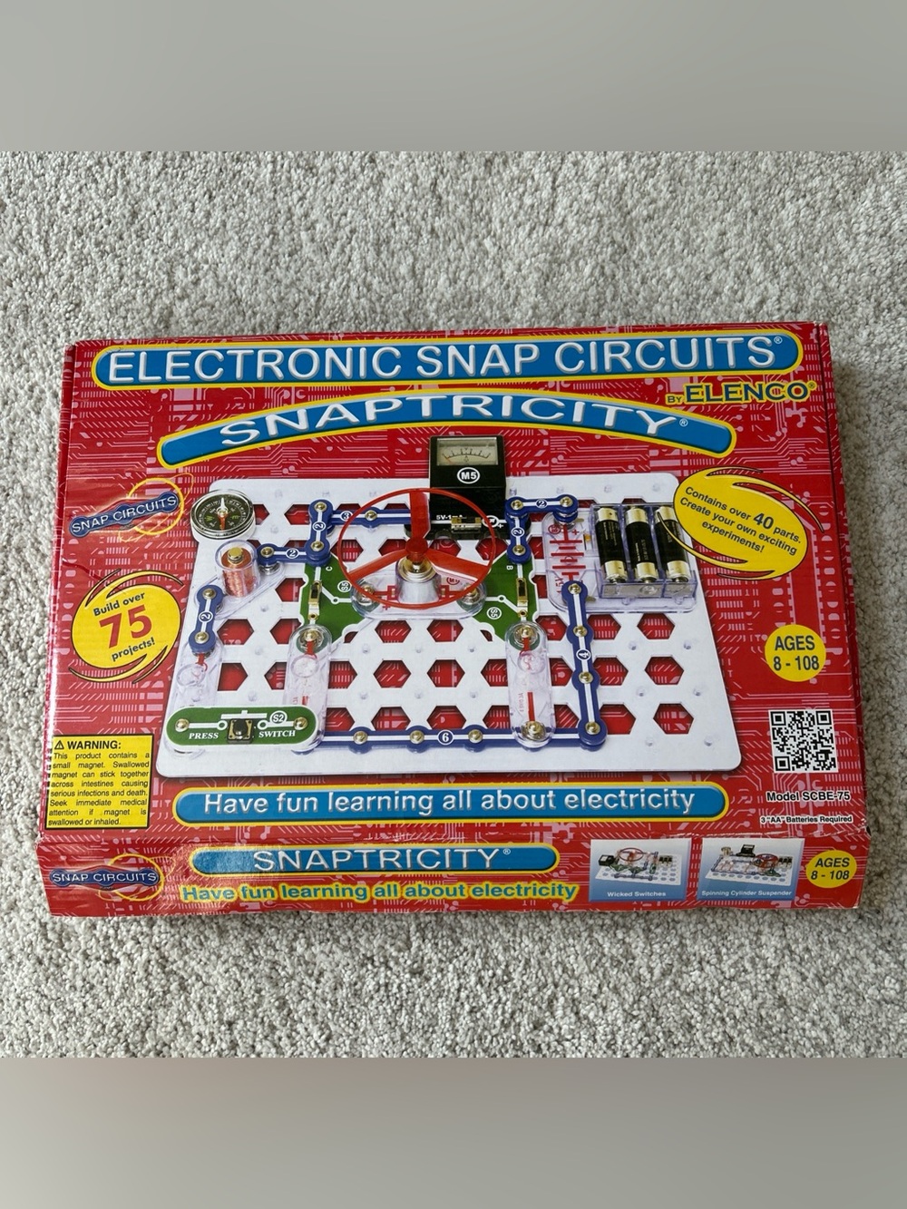 Electronic Snap Circuits Snaptricity Learn Electricity Fun #SCBE-75 2007 Elenco
